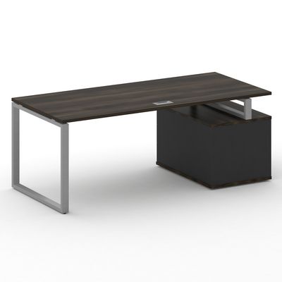 Шифт SK.SRT-200.P-L (Дуб мали/Антрацит/металл серый) Стол руководителя с опорной тумбой, левый