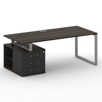 Шифт SK.SRT-200.P-L (Дуб мали/Антрацит/металл серый) Стол руководителя с опорной тумбой, левый