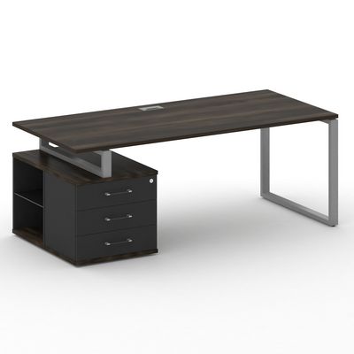 Шифт SK.SRT-200.P-L (Дуб мали/Антрацит/металл серый) Стол руководителя с опорной тумбой, левый