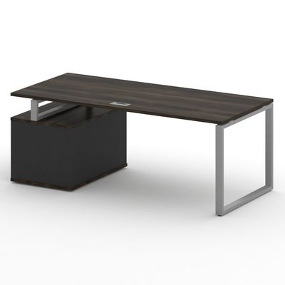 Шифт SK.SRT-200.P-R (Дуб мали/Антрацит/металл серый) Стол руководителя с опорной тумбой, правый