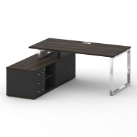 Шифт SK.SRG-180-L (Дуб мали/Антрацит) Стол руководителя с опорной греденцией, левый