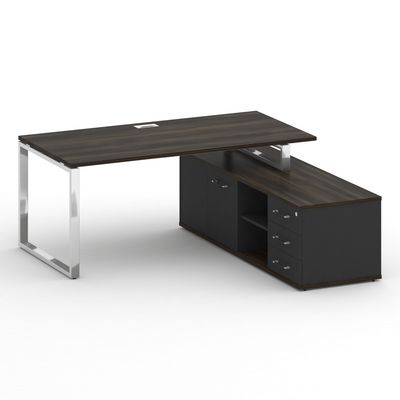 Шифт SK.SRG-180-R (Дуб мали/Антрацит) Стол руководителя с опорной греденцией, правый