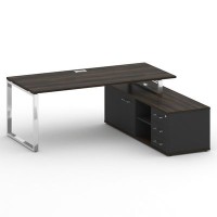 Шифт SK.SRG-200-R (Дуб мали/Антрацит) Стол руководителя с опорной греденцией, правый