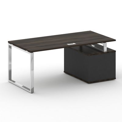 Шифт SK.SRT-180-L (Дуб мали/Антрацит) Стол руководителя с опорной тумбой, левый