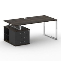 Шифт SK.SRT-180-L (Дуб мали/Антрацит) Стол руководителя с опорной тумбой, левый