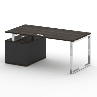 Шифт SK.SRT-180-R (Дуб мали/Антрацит) Стол руководителя с опорной тумбой, правый