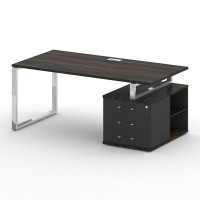 Шифт SK.SRT-180-R (Дуб мали/Антрацит) Стол руководителя с опорной тумбой, правый