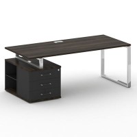 Шифт SK.SRT-200-L (Дуб мали/Антрацит) Стол руководителя с опорной тумбой, левый