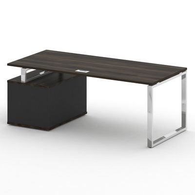 Шифт SK.SRT-200-R (Дуб мали/Антрацит) Стол руководителя с опорной тумбой, правый