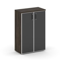 Шифт SK.ST-2.4R black (Дуб мали) Шкаф средний широкий, 2 средних фасада стекло лакобель белый в раме