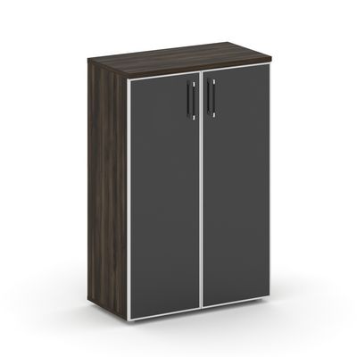 Шифт SK.ST-2.4R black (Дуб мали) Шкаф средний широкий, 2 средних фасада стекло лакобель белый в раме