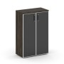 Шифт SK.ST-2.4R black (Дуб мали) Шкаф средний широкий, 2 средних фасада стекло лакобель белый в раме