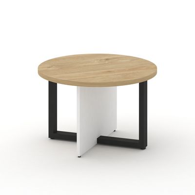 Шифт SK.SG-KR-70.P (Тиквуд светлый/Белый бриллиант/металл антрацит) Стол журнальный, круглый