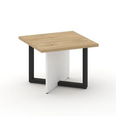 Шифт SK.SG-KV-60.P (Тиквуд светлый/Белый бриллиант/металл антрацит) Стол журнальный, квадратный