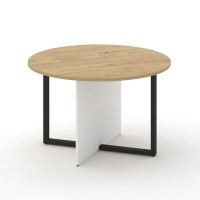Шифт SK.SP-KR-120.P (Тиквуд светлый/Белый бриллиант/металл антрацит) Стол переговорный, круглый