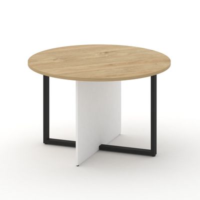 Шифт SK.SP-KR-120.P (Тиквуд светлый/Белый бриллиант/металл антрацит) Стол переговорный, круглый