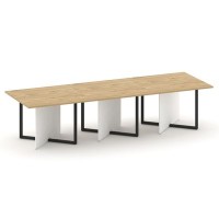 Шифт SK.SP-KV-110-3.P (Тиквуд светлый/Белый бриллиант/металл антрацит) Стол переговорный, тройной, прямоугольный