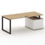 Шифт SK.SRT-200.P-L (Тиквуд светлый/Белый бриллиант/металл антрацит) Стол руководителя с опорной тумбой, левый
