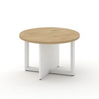 Шифт SK.SG-KR-70.P (Тиквуд светлый/Белый бриллиант/металл белый) Стол журнальный, круглый