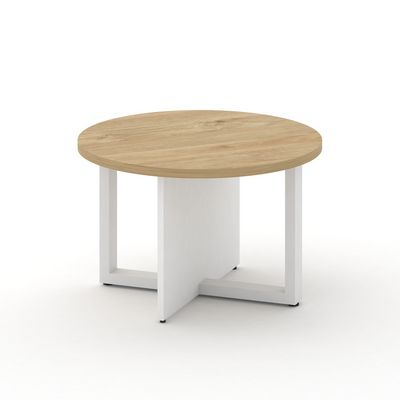 Шифт SK.SG-KR-70.P (Тиквуд светлый/Белый бриллиант/металл белый) Стол журнальный, круглый