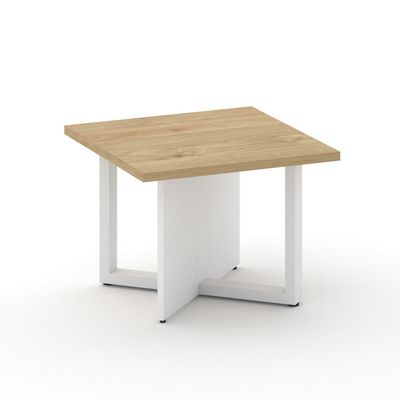 Шифт SK.SG-KV-60.P (Тиквуд светлый/Белый бриллиант/металл белый) Стол журнальный, квадратный