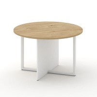 Шифт SK.SP-KR-120.P (Тиквуд светлый/Белый бриллиант/металл белый) Стол переговорный, круглый