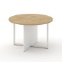 Шифт SK.SP-KR-120.P (Тиквуд светлый/Белый бриллиант/металл белый) Стол переговорный, круглый
