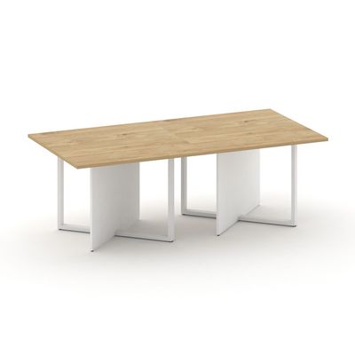 Шифт SK.SP-KV-110-2.P (Тиквуд светлый/Белый бриллиант/металл белый) Стол переговорный, двойной, прямоугольный