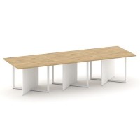 Шифт SK.SP-KV-110-3.P (Тиквуд светлый/Белый бриллиант/металл белый) Стол переговорный, тройной, прямоугольный
