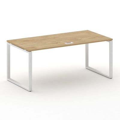 Шифт SK.SR-180.P (Тиквуд светлый/металл белый) Стол руководителя прямой без тумбы