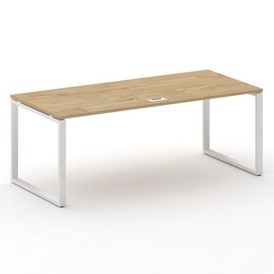 Шифт SK.SR-200.P (Тиквуд светлый/металл белый) Стол руководителя прямой без тумбы