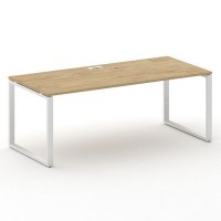 Шифт SK.SR-200.P (Тиквуд светлый/металл белый) Стол руководителя прямой без тумбы