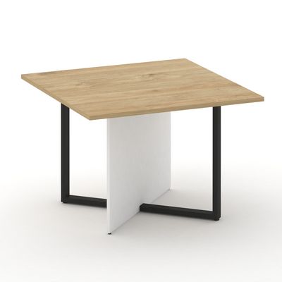 Шифт SK.SP-KV-110-1.P (Тиквуд светлый/Белый бриллиант/металл черный) Стол переговорный, квадратный