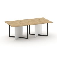 Шифт SK.SP-KV-110-2.P (Тиквуд светлый/Белый бриллиант/металл черный) Стол переговорный, двойной, прямоугольный