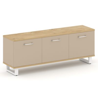 Шифт SK.GR-B.P (Тиквуд светлый/Капучино/металл белый) Греденция большая