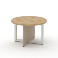 Шифт SK.SG-KR-70.P (Тиквуд светлый/Капучино/металл белый) Стол журнальный, круглый