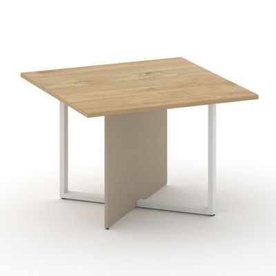 Шифт SK.SP-KV-110-1.P (Тиквуд светлый/Капучино/металл белый) Стол переговорный, квадратный