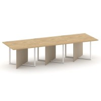Шифт SK.SP-KV-110-3.P (Тиквуд светлый/Капучино/металл белый) Стол переговорный, тройной, прямоугольный