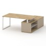 Шифт SK.SRG-180.P-L (Тиквуд светлый/Капучино/металл белый) Стол руководителя с опорной греденцией, левый
