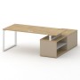 Шифт SK.SRG-200.P-L (Тиквуд светлый/Капучино/металл белый) Стол руководителя с опорной греденцией, левый