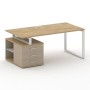 Шифт SK.SRT-180.P-L (Тиквуд светлый/Капучино/металл белый) Стол руководителя с опорной тумбой, левый