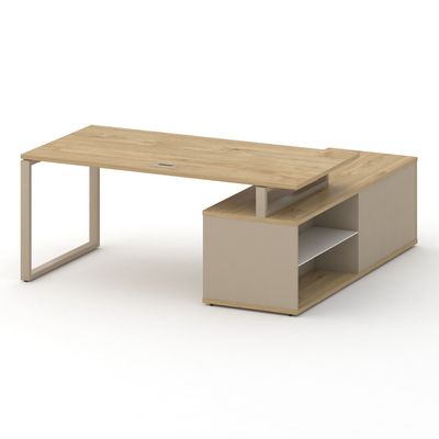 Шифт SK.SRG-180.P-L (Тиквуд светлый/Капучино/металл капучино) Стол руководителя с опорной греденцией, левый