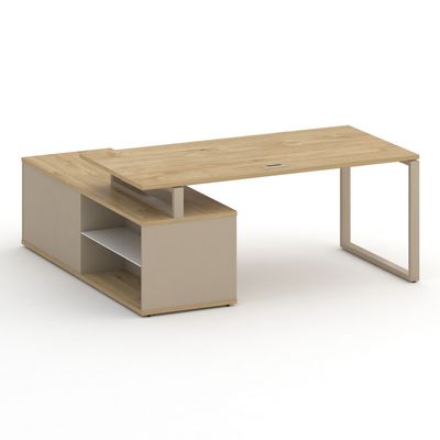 Шифт SK.SRG-180.P-R (Тиквуд светлый/Капучино/металл капучино) Стол руководителя с опорной греденцией, правый