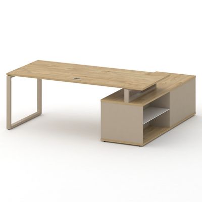 Шифт SK.SRG-200.P-L (Тиквуд светлый/Капучино/металл капучино) Стол руководителя с опорной греденцией, левый