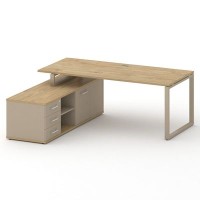 Шифт SK.SRG-200.P-L (Тиквуд светлый/Капучино/металл капучино) Стол руководителя с опорной греденцией, левый