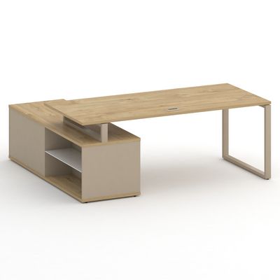 Шифт SK.SRG-200.P-R (Тиквуд светлый/Капучино/металл капучино) Стол руководителя с опорной греденцией, правый