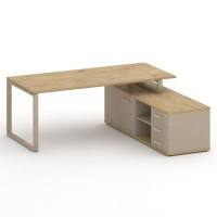 Шифт SK.SRG-200.P-R (Тиквуд светлый/Капучино/металл капучино) Стол руководителя с опорной греденцией, правый