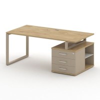 Шифт SK.SRT-180.P-R (Тиквуд светлый/Капучино/металл капучино) Стол руководителя с опорной тумбой, правый