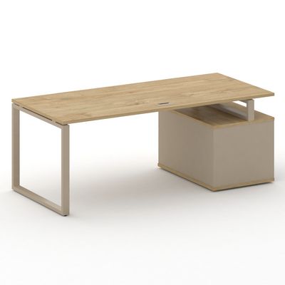 Шифт SK.SRT-200.P-L (Тиквуд светлый/Капучино/металл капучино) Стол руководителя с опорной тумбой, левый