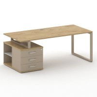 Шифт SK.SRT-200.P-L (Тиквуд светлый/Капучино/металл капучино) Стол руководителя с опорной тумбой, левый